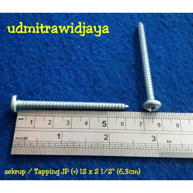 sekrup skrup scrup Tapping JP + 12 x 2 1/2&quot; panjang 6,3cm sekrup kepala bulat