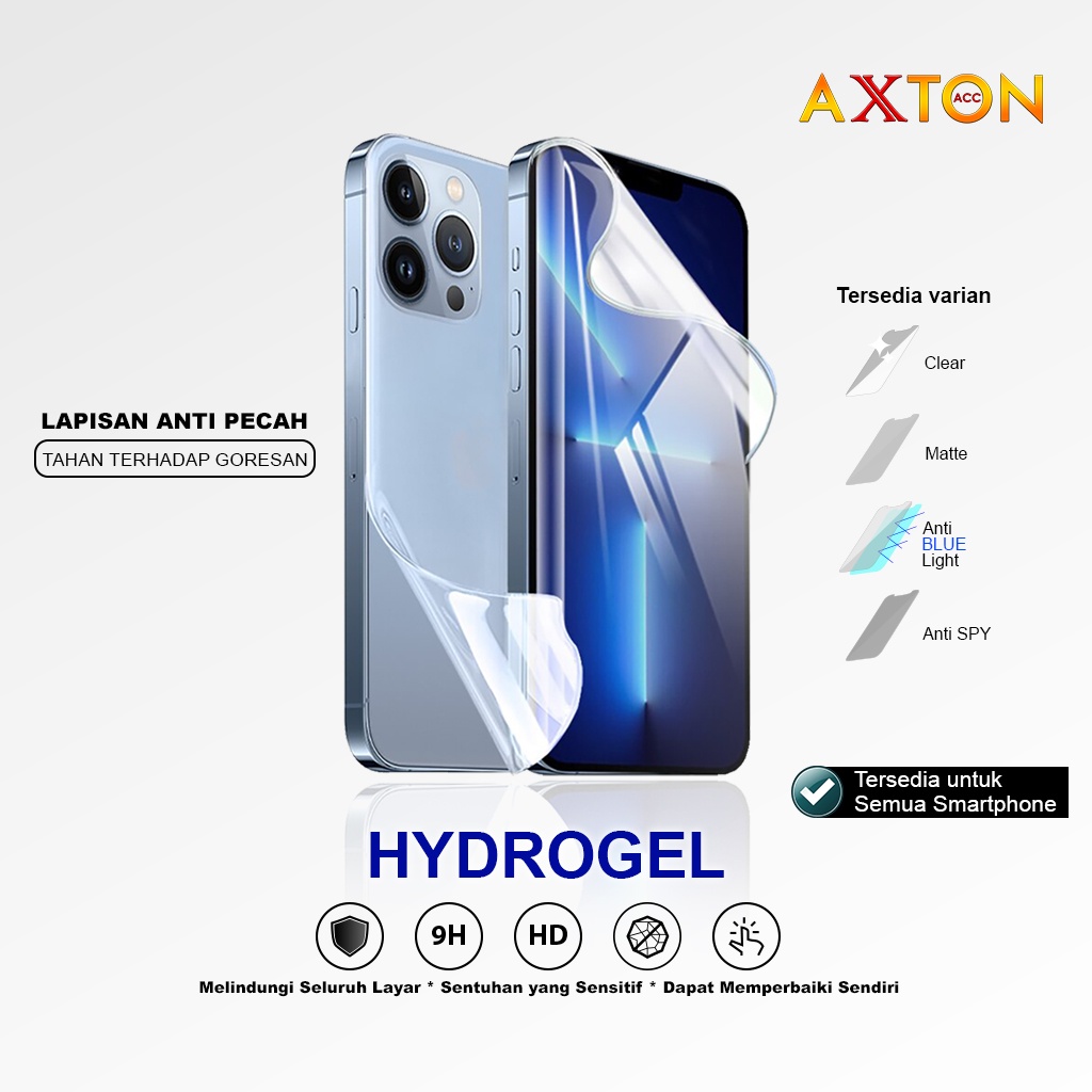 HYDROGEL SCREEN PROTECTOR ANTI GORES NOT TEMPERED GLASS FULL COVER ALL TYPE INFINIX IPHONE OPPO POCO REALME SAMSUNG VIVO XIAOMI LENGKAP