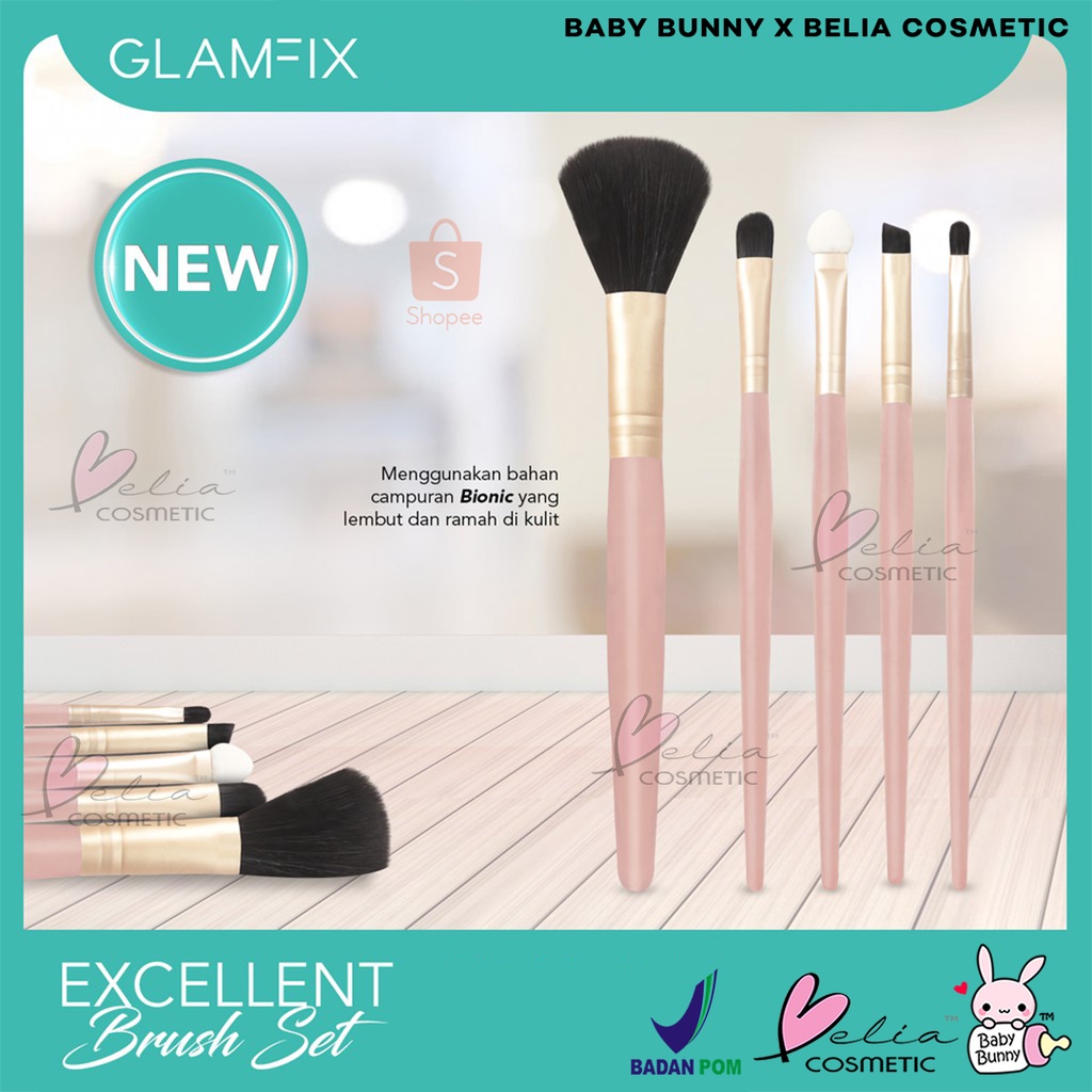 ❤ BELIA ❤ GlamFix Excellent Brush Set isi 5 pcs | Glam fix Kuas You Makeups Make Up