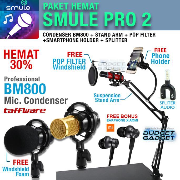 barang berkualitaspengiriman cepat]kualitas terbaik Paket SMULE PRO 2 Mic BM800 + Stand Arm + Pop