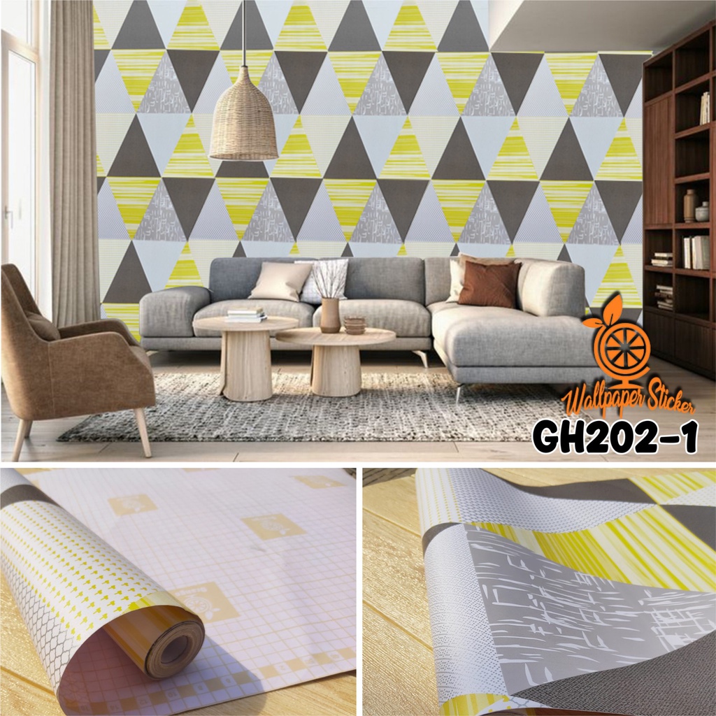 ALBINO88 WALLPAPER STICKER DINDING TRIANGLE WALLPAPER TEMBOK RUANG TAMU MURAH PAKET 5 ROLL