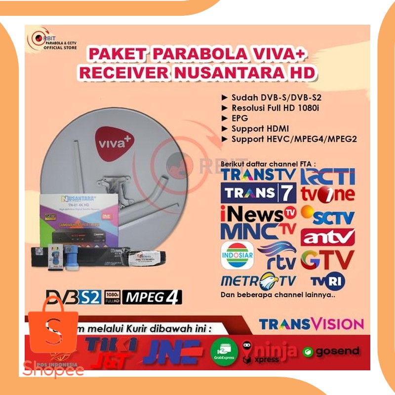 Dijual perkakas PAKET PARABOLA VIVA 75CM - RECEIVER NUSANTARA HD - LNB SING Murah