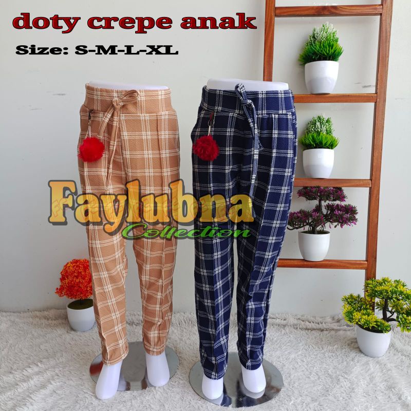 CELANA ANAK PEREMPUAN USIA 4-13 TAHUN / CELANA DOTY ANAK MOTIF / CELANA DOTY CREPE ANAK PEREMPUAN / DOTY CREPE ANAK PANJANG / CREPE DOTY ANAK PEREMPUAN / CELANA ANAK PEREMPUAN / FASHION ANAK / CELANA LUNA ANAK MOTIF / DOTY CREPE MOTIF