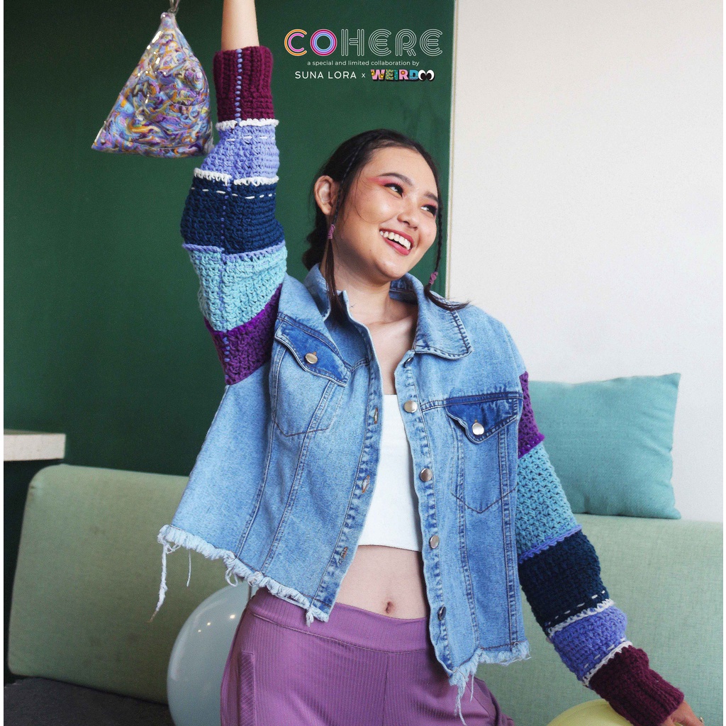 SUNA LORA X WEIRDOO - ICY POTION DECONSTRUCTED DENIM KNIT JACKET