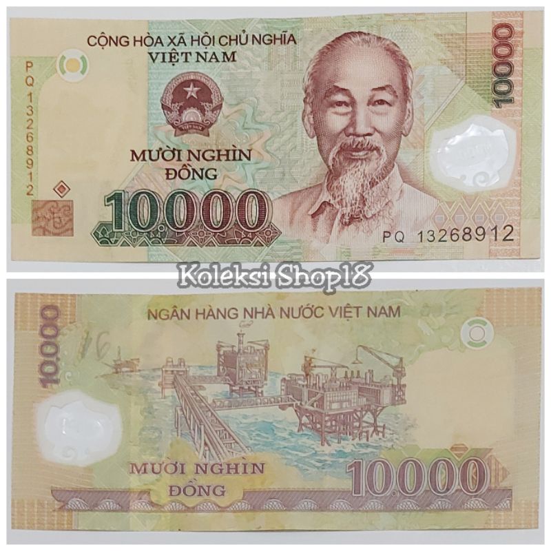 Koleksi Vietnam Dong Pecahan 10000 Dong Bahan Polymer