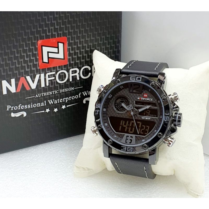 Jam Tangan Pria Naviforce Original 9134 Dual Time Tahan Air