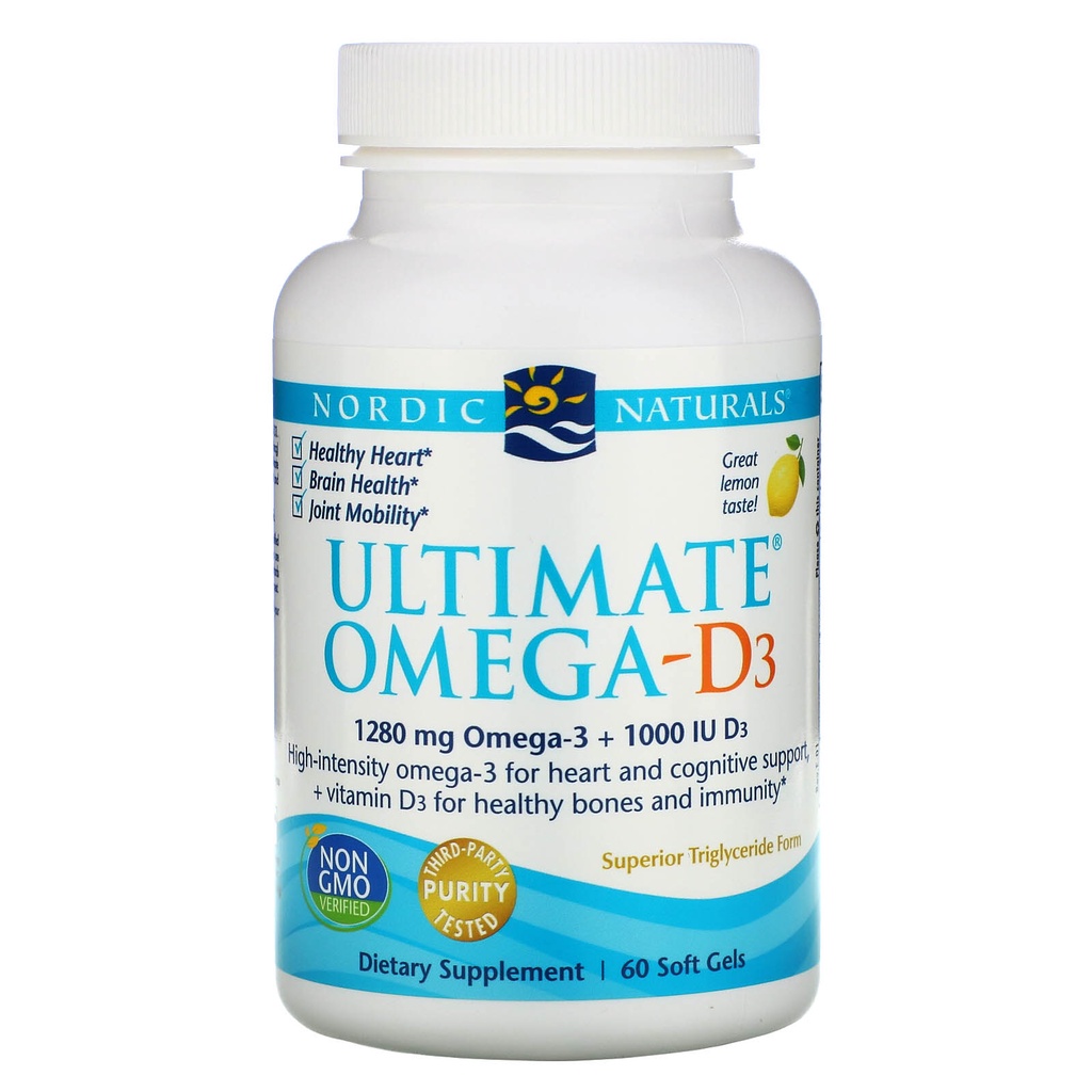 Nordic Naturals Ultimate Omega D3 + D3 1000 IU 60 Softgels ORI USA