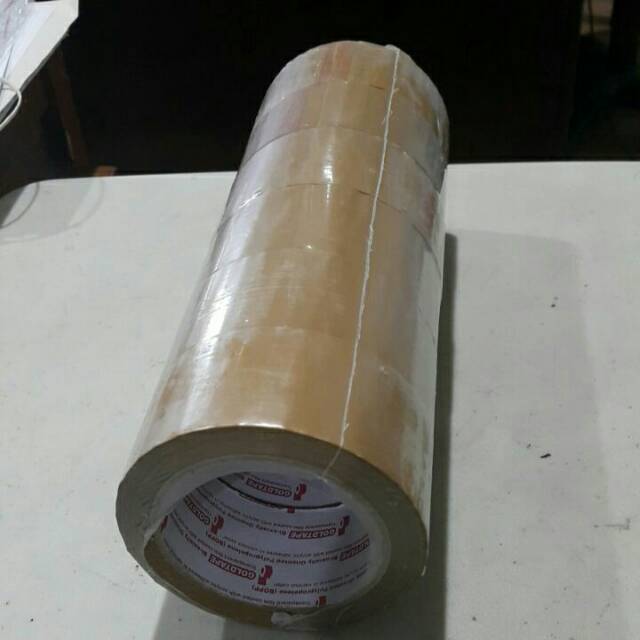 

Lakban bening cokelat opp gold red 2"x90 yd opp tape murah berkualitas