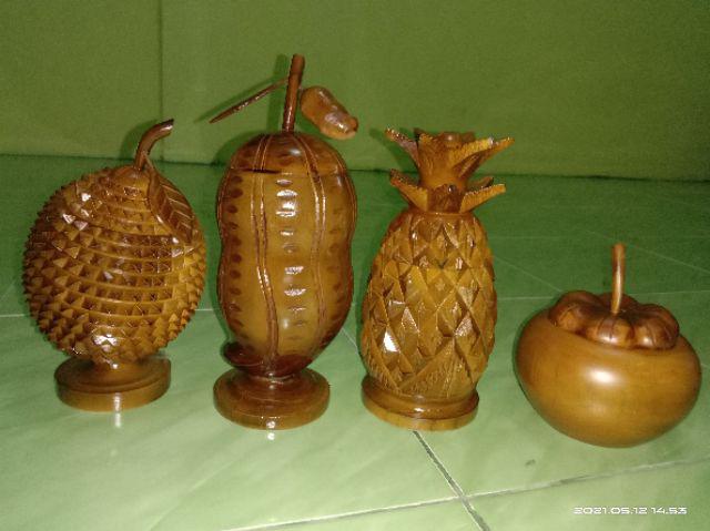 Toples Kayu Jati Model Buah Manggis