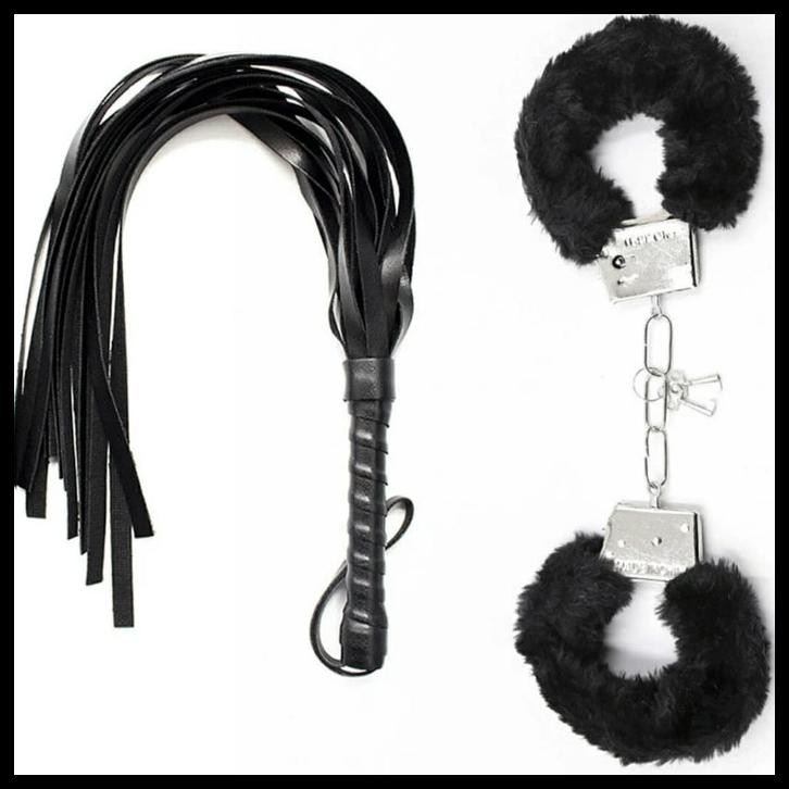 Sexy Lingerie Handcuff Whip 50 Shades of Grey Toy - Hitam