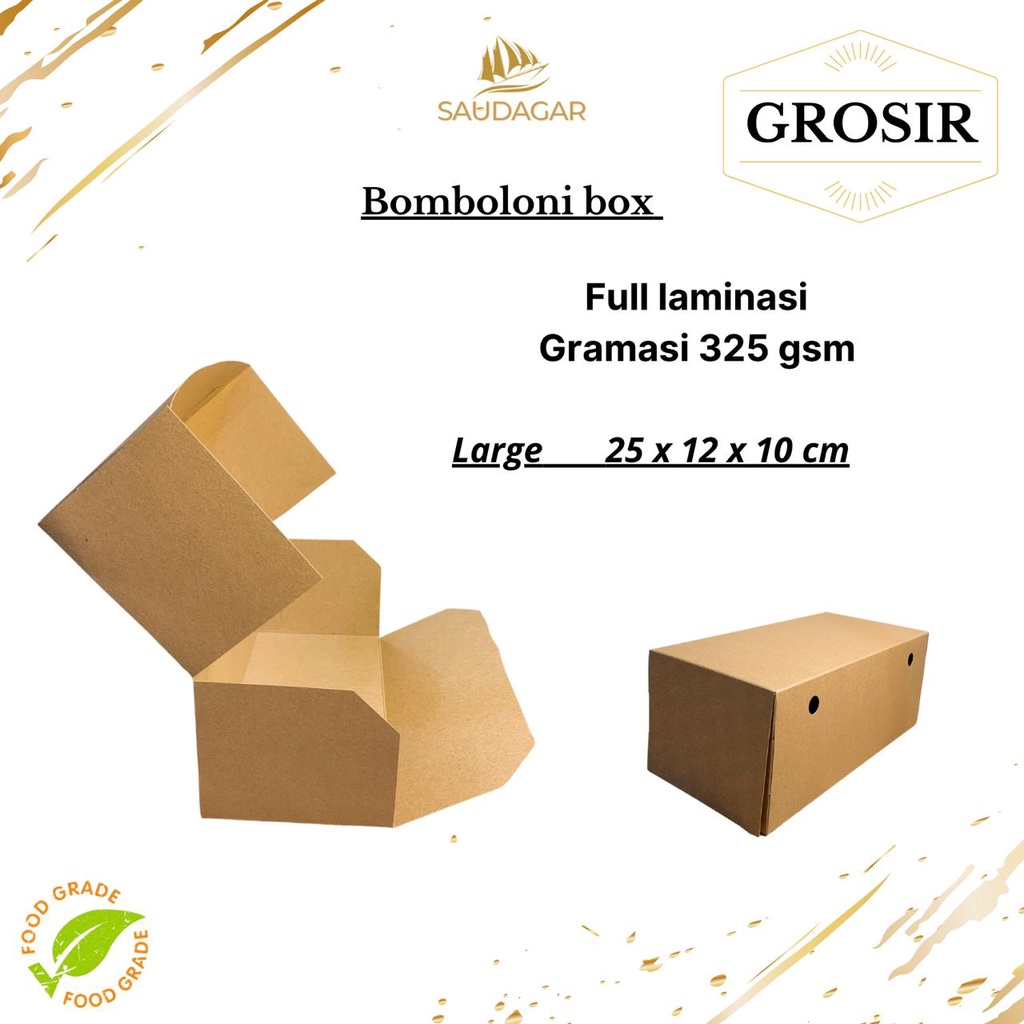 Box kotak bomboloni / box brownies / bolu gulung / donat / cake LARGE