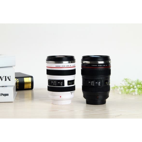 Mug Cangkir Gelas Model Lensa Kamera Stainless Nikon Canon Unik HPD097 - Putih