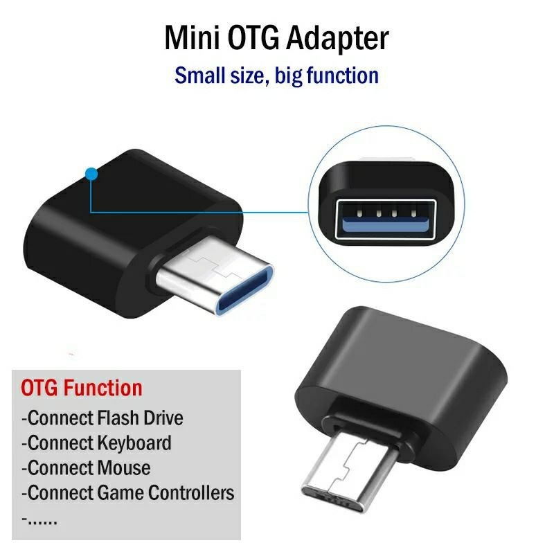 OTG Mini micro usb type C hp Konektor usb tanpa kabel handphone laptop Sambungan usb port kecil untuk hape