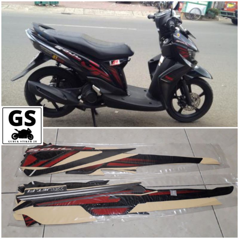 STRIPING STIKER LIS BODY MOTOR YAMAHA MIO SOUL GT 2013 HITAM