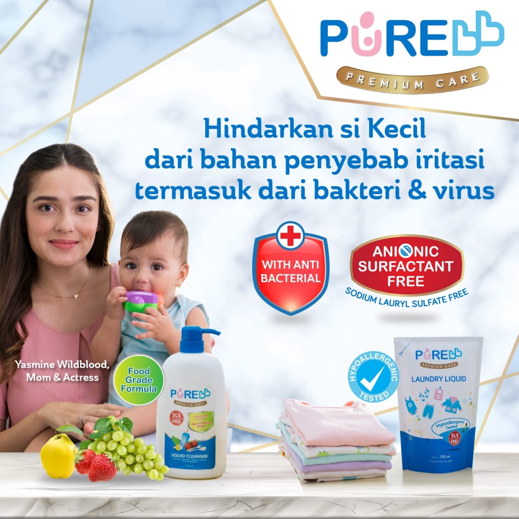 Pure Baby Pure Laundry Liquid Refill 450ml Buy2 Get1 Deterjen Pakaian Bayi