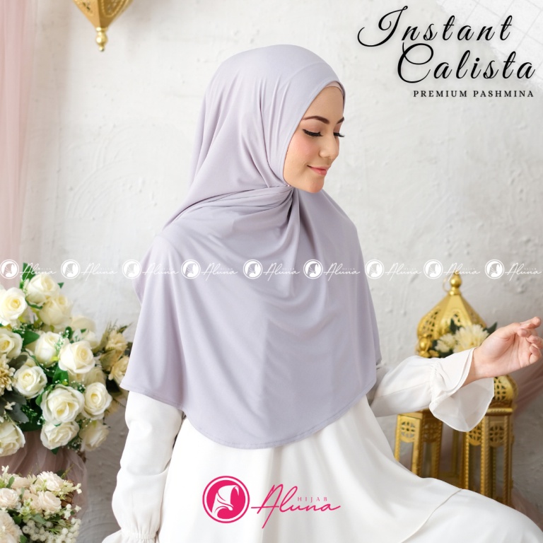 Instant Calista By Hijab Aluna Official | Jilbab | Hijab | Hijab Instan | Jilbab Instan | Jersey Stella-Soft Grey