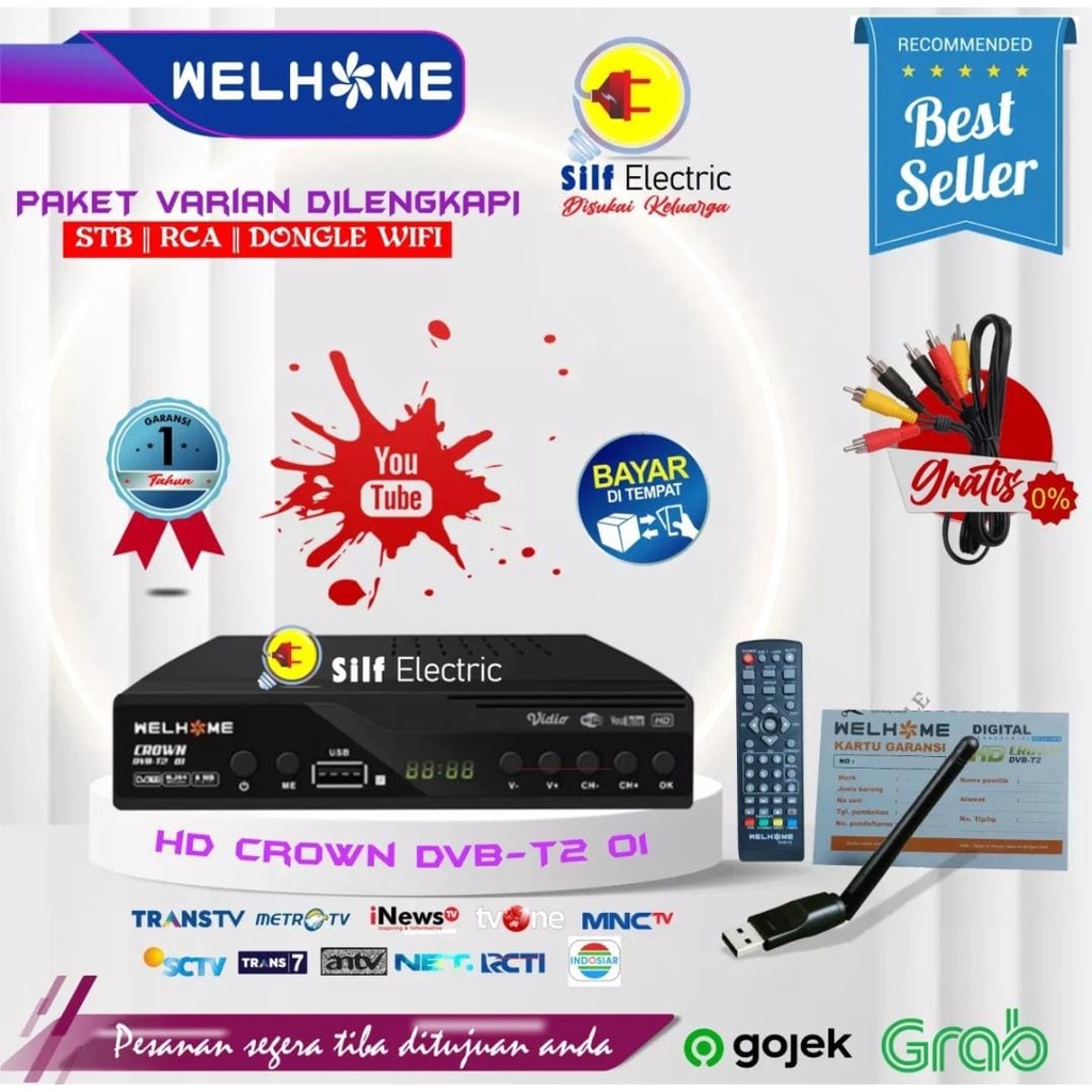 Set Top Box Tv Digital Welhome DVB T2 EWS UHF HD set topbox tv analog ke digital / set topbox tv digital untuk tv tabung / stb tv digital murah