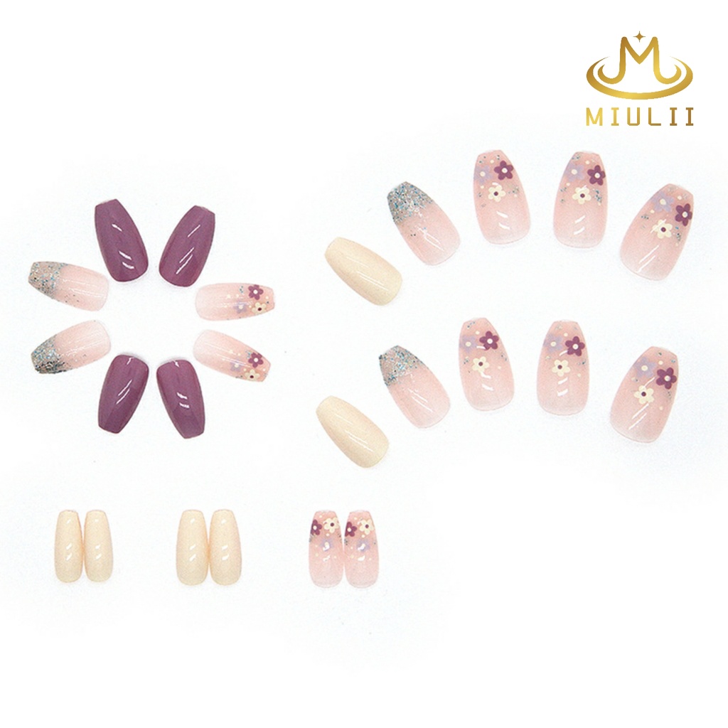 MIULII / KUKU PALSU  A0452  / 24PCS / 3D / NAIL ART / PREMIUM / CUTE / BIRU / FREE LEM JELLY / KUTEK