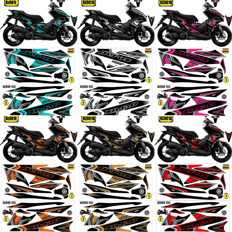 Striping aerox 155 semi full stiker motor Yamaha aerox lama 155 lis decal grafis custom aerox