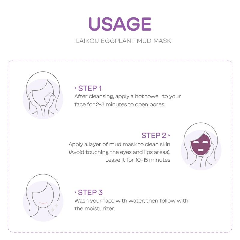 LAIKOU Eggplant Mud Mask Membersihkan Komedo Kontrol Minyak Melembutkan Kulit 5g