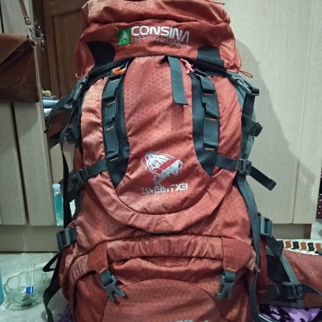 Pre Loved Carrier Consina 70 + 10 L. Baru 3x pakai, ada catat di tali tapi tidak mempengaruhi fungsi