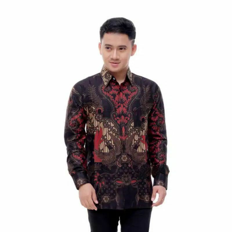 Kemeja Batik Pria Modern Lengan Panjang Casual Modis Slim Fit Trendy Masa Kini OL 162