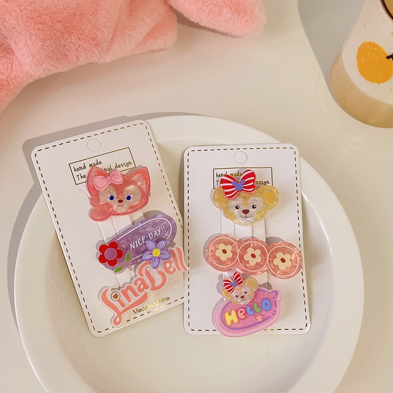 Set Jepit Rambut Poni Samping Motif Kartun Gaya Korea Untuk Anak Perempuan