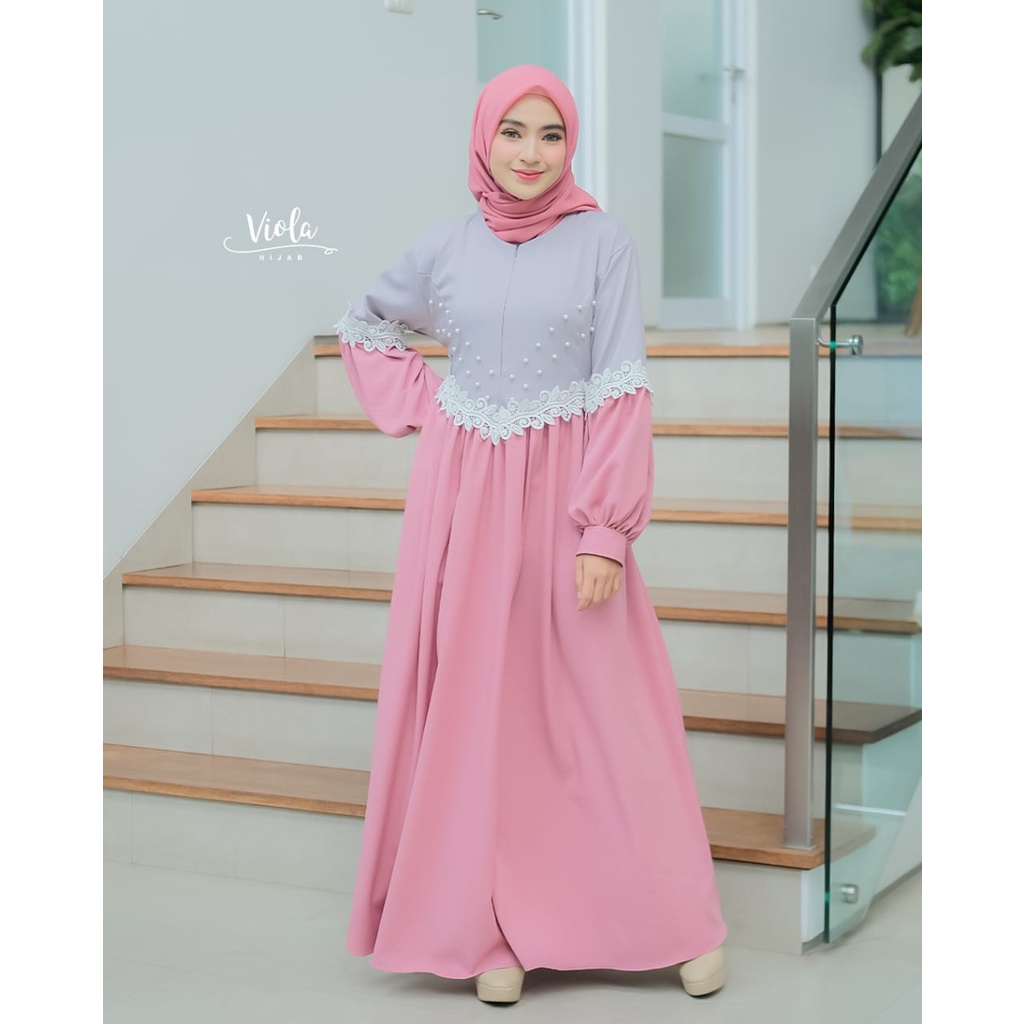 GAMIS itycrepe mutiara CLARISSA ORIGINAL VIOLA DAN CLA MAXY DRESS