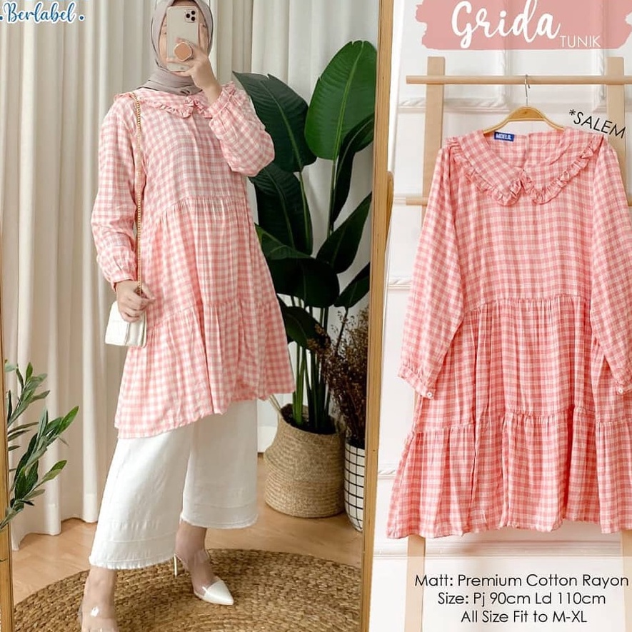 GRIDA TUNIK - ATASAN WANITA TERBARU LD 110 - BIGSIZE - TUNIK KOTAK - KOTAK PREMIUM -LONG TUNIK JUMBO