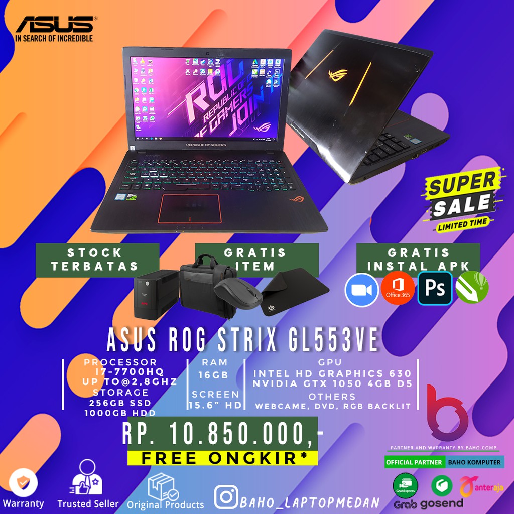 ASUS ROG STRIX i7-7700HQ GTX 1050 16GB 240GB 1TB HDD