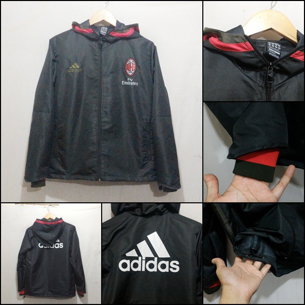 Jaket GO / Grade Ori AC MILAN Parasut Black 2016/2017