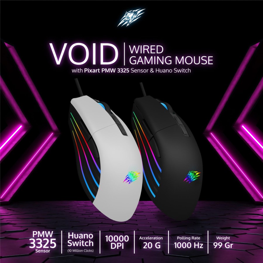 S40 Gaming Mouse Sades Void with Black / White Variant