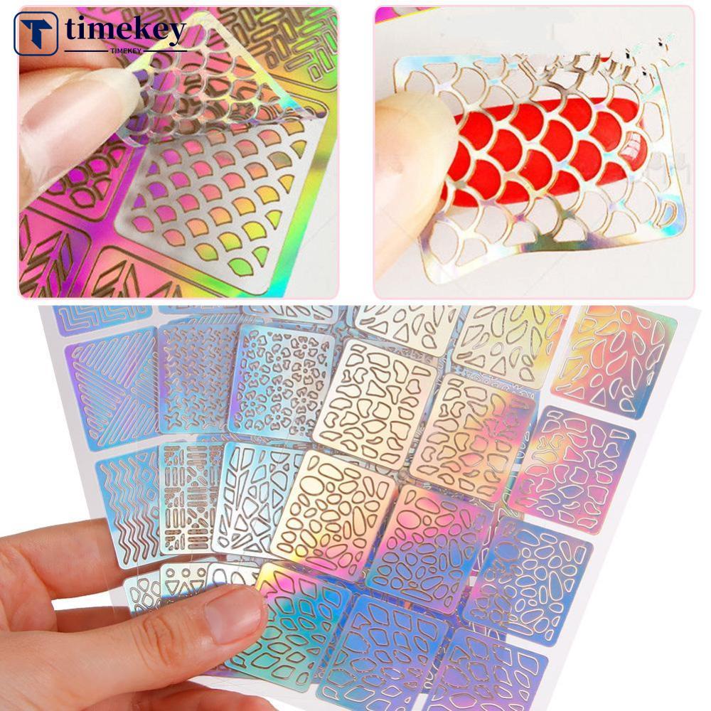 Timekey Stiker Decal Transfer Hollow out 3D Multi Tipe Untuk Dekorasi Nail Art Diy A8K4