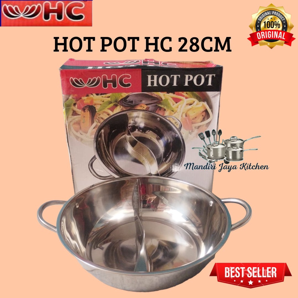 Panci Hot Pot 28cm HC / Panci Shabu Shabu 28cm + Tutup Kaca