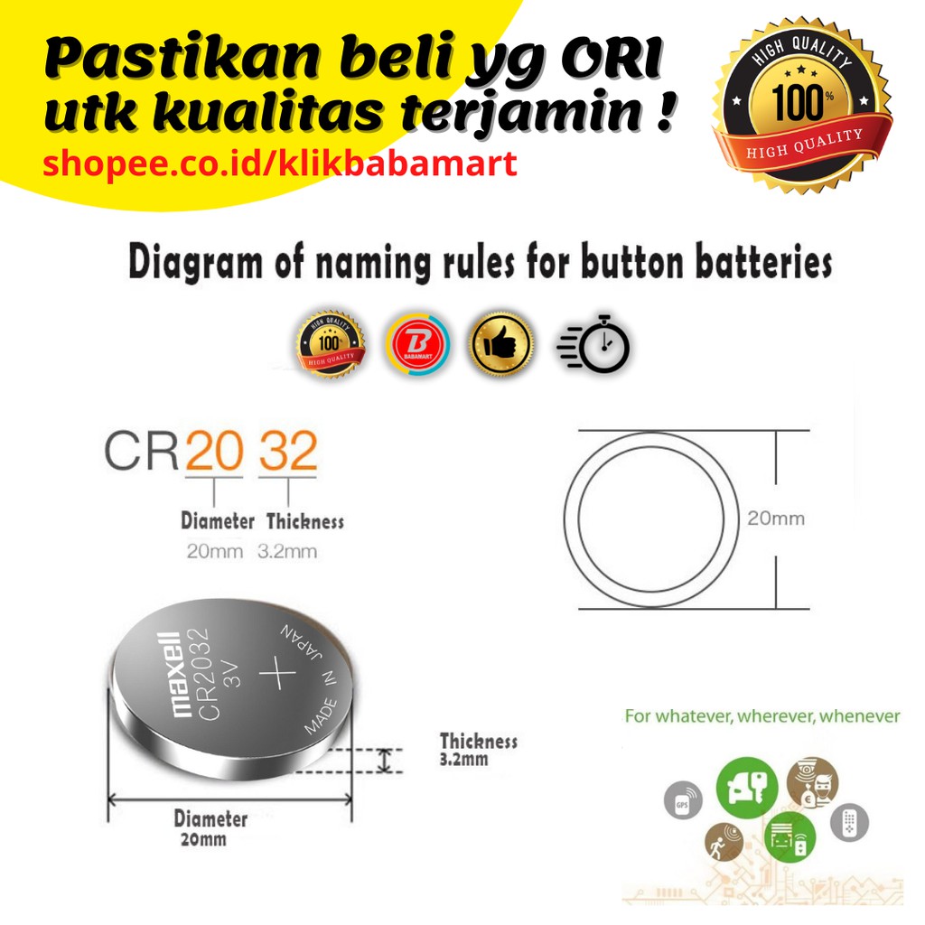 BATERAI REMOT MOTOR HONDA VARIO 150 SMARTKEY KEYLESS REMOTE ALARM KUNCI ORIGINAL MAXELL SATUAN PCS-2