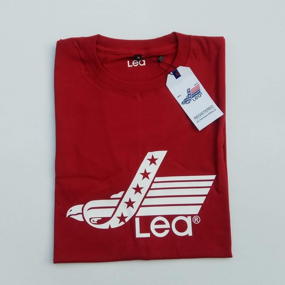 Kaos Pendek Oblong Pria Wanita Merah Logo Lea Size M L XL XXL Reguler Terbaru 2023