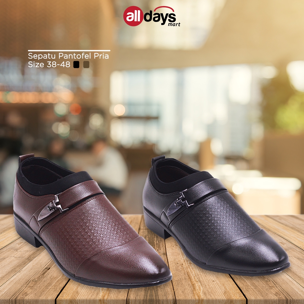 Alldays ~  Sepatu Pantofel Slip On Kulit Formal Pria 7-010 Size 38-48