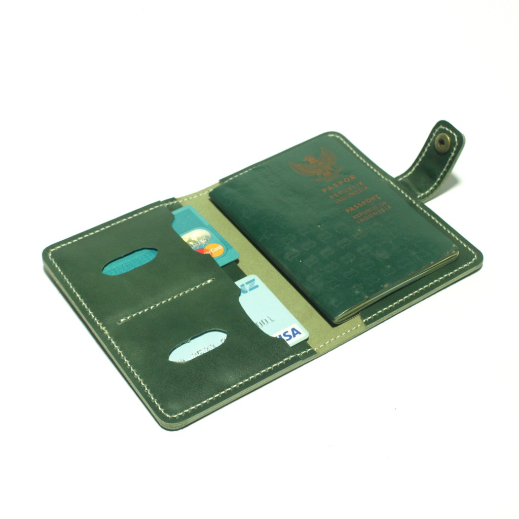 Dompet Passport simpel kulit sapi asli warna hijau - paspor - PHWL819