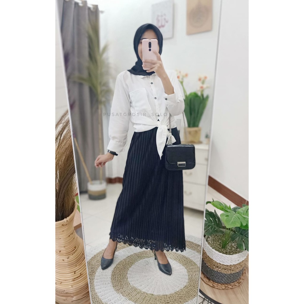 PLAIN KEMEJA PUSATGROSIR_SOLO/ BASIC TOP MOSSCREPE PREMIUM-PLAIN KMJ PUTIH
