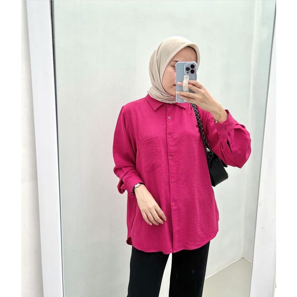 RENITA BLOUSE CRINCLE AIRFLOW POLOS / BLOUSE POLOS / KEMEJA CASUAL / KEMEJA CRINCLE POLOS / BLOUSE F