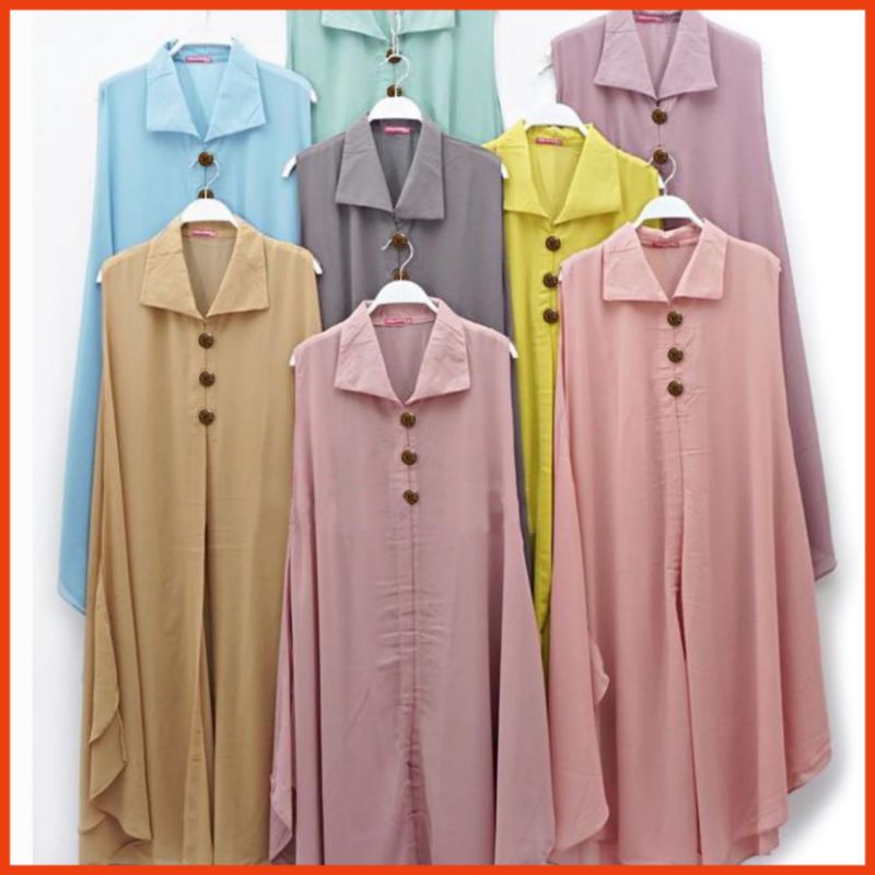 Cardigan Wanita Panjang Muslim Tanpa Lengan Polos Jumbo Kekinian  By Azka Collection