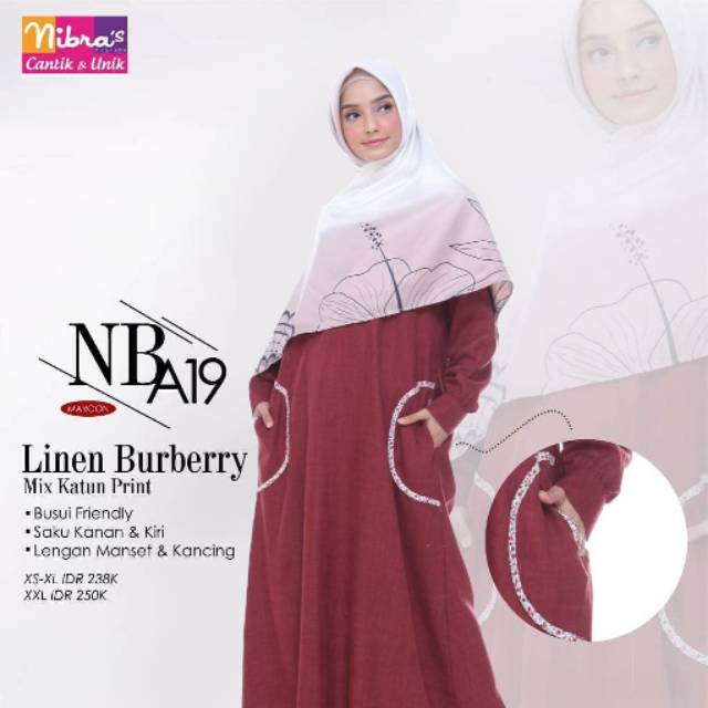 *Ready Stok Gamis Nibras*

Kode : NB A19
Warna maroon size L