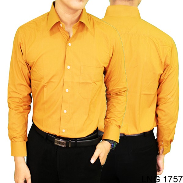 Kemeja Polos Formal Regular Katun Kuning – LNG 1757