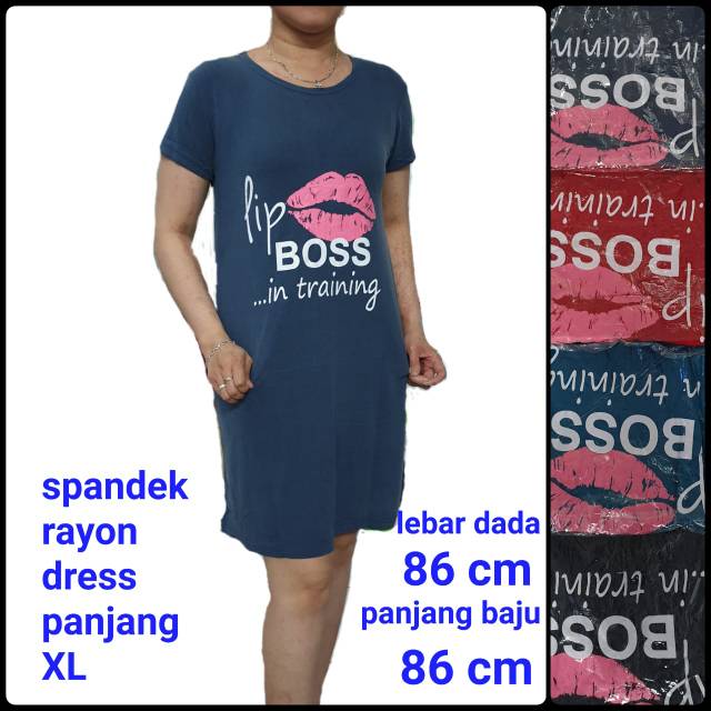 Tokoabelgrosir spandek rayon dress XL pdk sablon BOSS