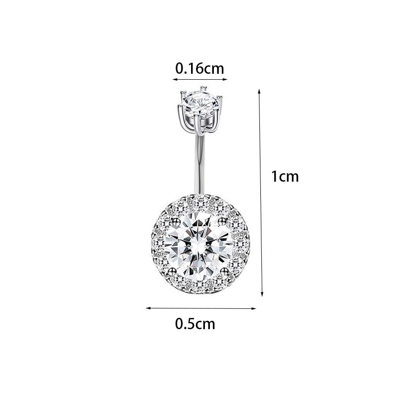 Anting Piercing Tindik Pusar Desain Bulat Hias Kristal Zircon Untuk Wanita