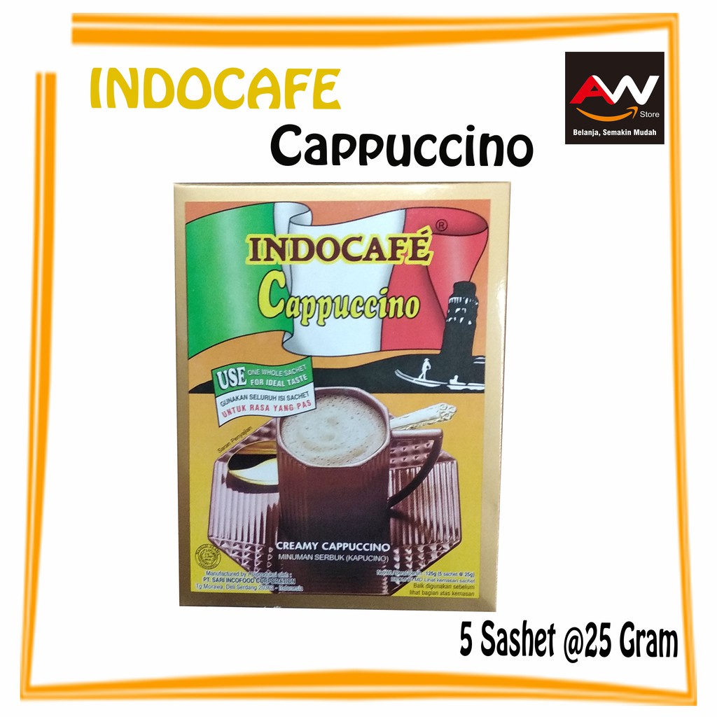 

Indocafe Cappucino 1dus isi sachet x 25gr Kopi