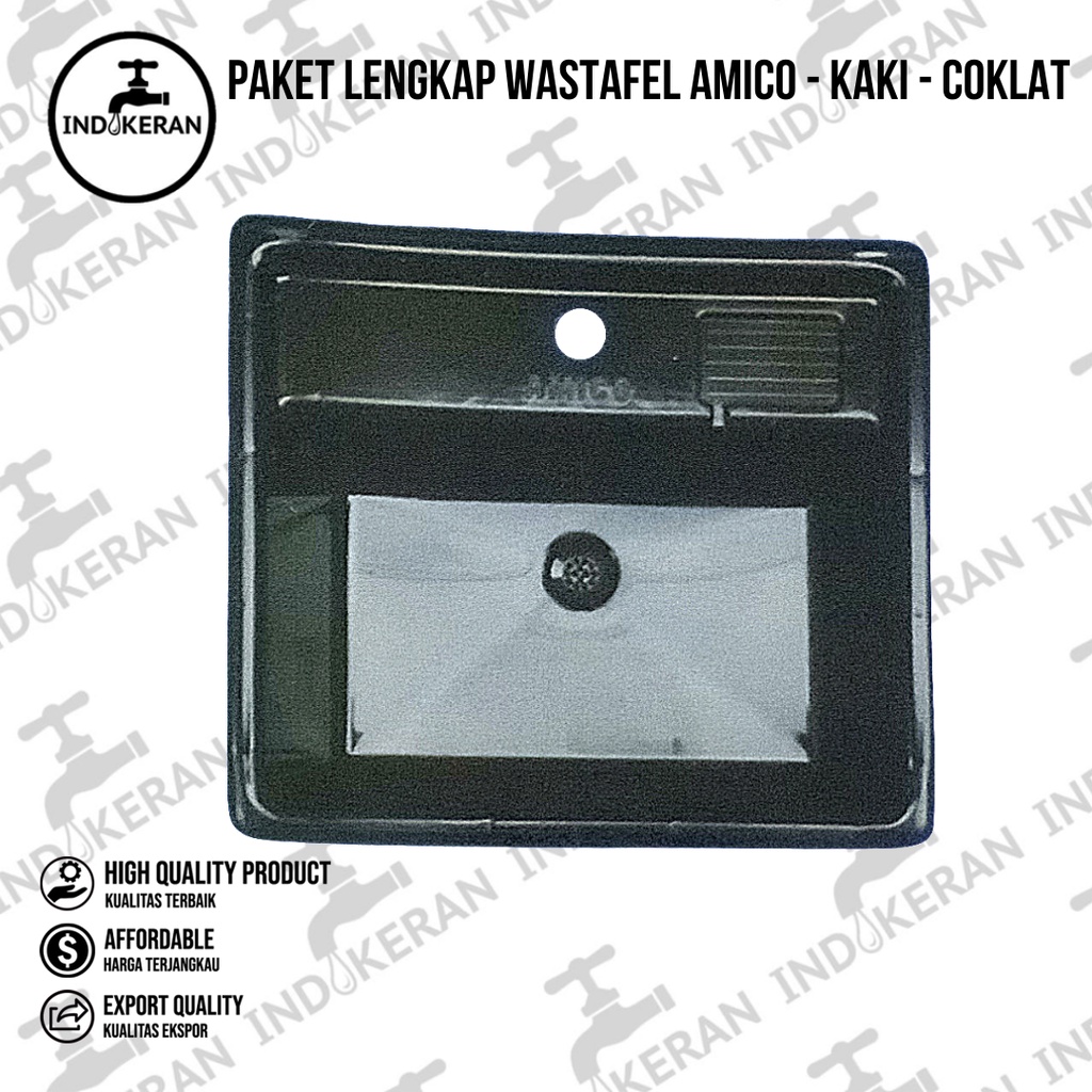 INDOKERAN-Paket Lengkap Wastafel Amico - Kaki - Coklat