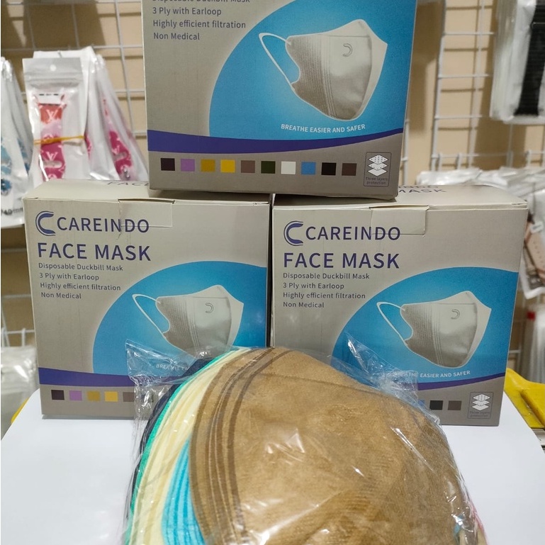 Masker Duckbill Face Mask Y&amp;B Care Dan Careindo Embos 3Ply 1Box isi 50 Pcs