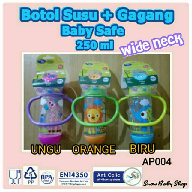 Baby Safe AP004 Botol Susu Wide Neck Gagang 250 ml