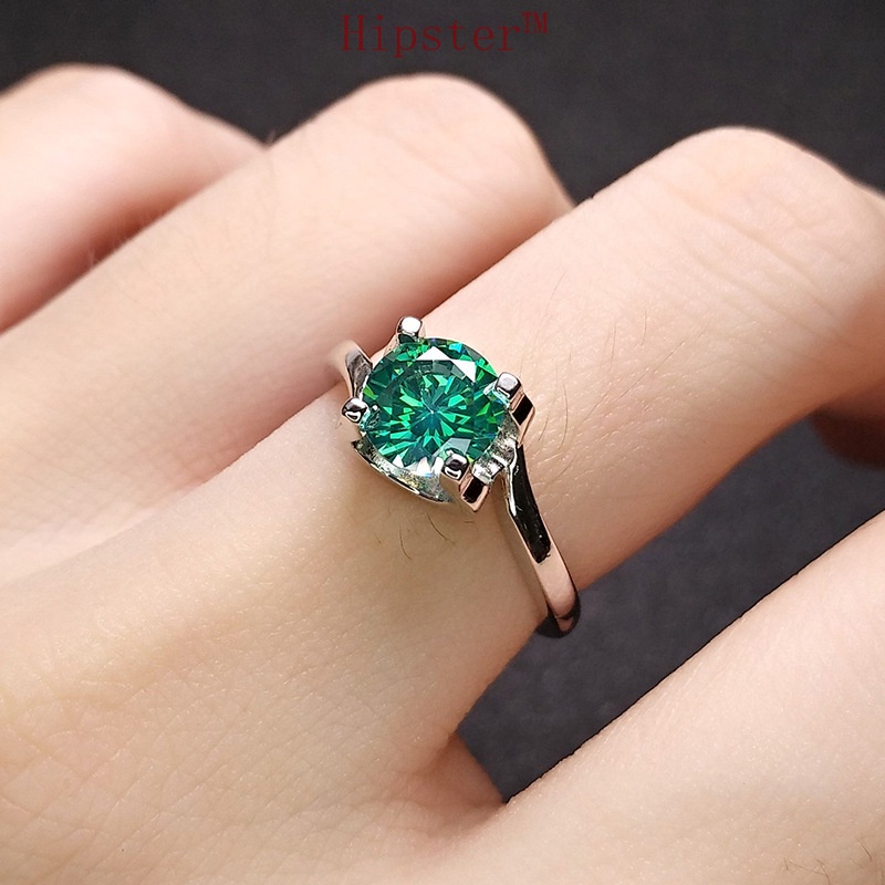 New Hot Sale Classic Inlaid Green Crystal Diamond Ring Couple Ring